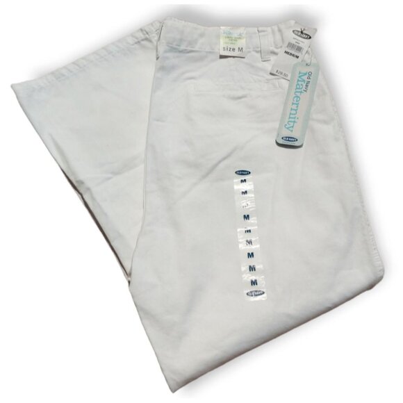 Old Navy Maternity Womens Medium Simply Khaki White Capris With Classic Panel - Picture 3 of 3
